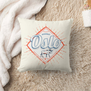 Almofada Oslo Capital Noruega Retro Moose Vintage Souvenir