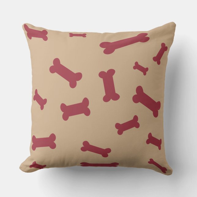 Almofada Ossos de Cachorro Para Todos - Ossos Vermelho Escu (Frente)