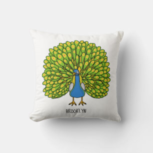 Almofada Ótima ilustração de pássaro pavão brilhante