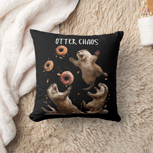 Almofada Otter Chaos Funny Bagel Lutando No Mar Otters Pun  (Cobertor)