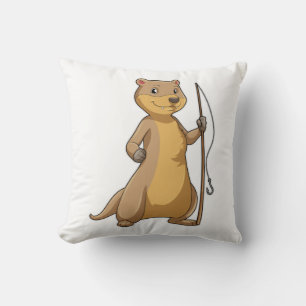 Almofada Otter como pescador com barra de pesca