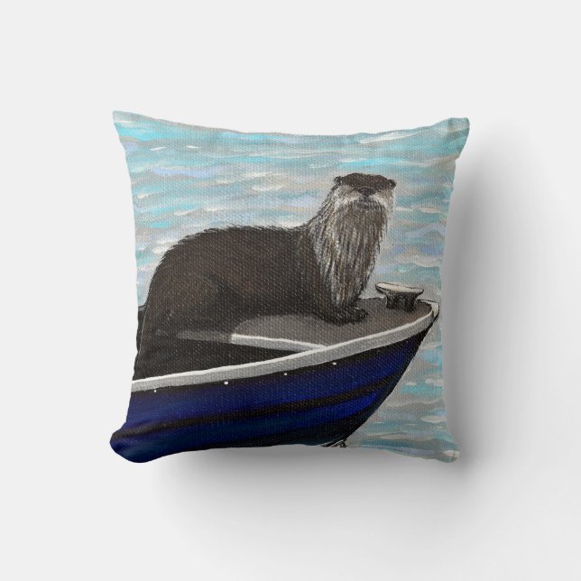 Almofada Otter em uma pintura de barco (Frente)