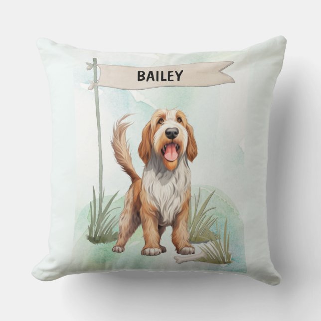 Almofada Otterhound Watercolor Personalized Dog (Frente)