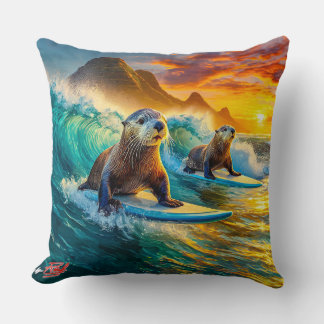 Almofada Otters Surfing 02 Design por Rich AMeN Gill
