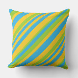 Almofada Ouro Amarelo, Azul-Céu, Grelhas Diagonais Verde