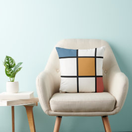 Almofada Ouro Azul Estilo Mondrian