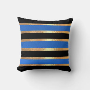 Almofada Ouro Azul Preto Fita Travesseiro decorativo Modern