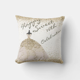 Almofada Ouro Branca Grande Gown Doce 16º Aniversário