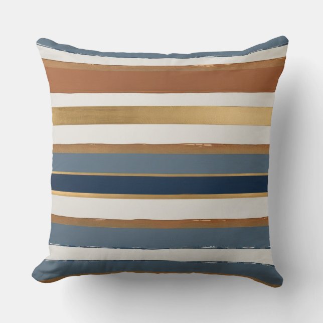 Almofada Ouro branco e tiras horizontais de cobre (Frente)