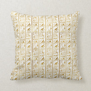 Almofada Ouro & Branco Egito Egípcio Glam Moderno Chic