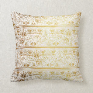 Almofada Ouro & Branco Egito Egípcio Impressão Glam Moderno