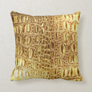 Almofada Ouro brilhante da pele do crocodilo do jacaré do