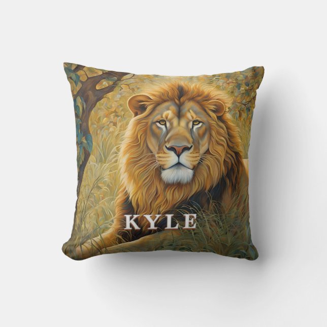 Almofada Ouro Brown Safari Lion (Frente)