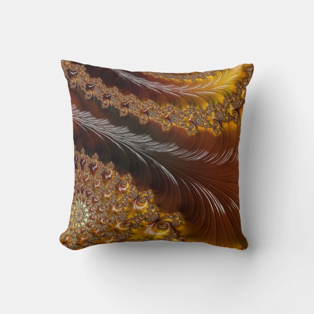Almofada Ouro da arte do Fractal/travesseiro decorativo de (Frente)