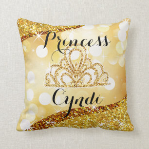 Almofada Ouro da princesa Tiara Brilho Bling Bokeh  