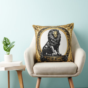 Almofada Ouro de leão e quadro ornamental negro
