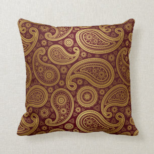 Almofada Ouro de luxe de Paisley Borgonha