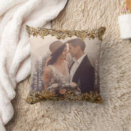 Almofada Ouro de luxo Flores Elegantes Clássicas em Chic Bl