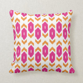 Almofada Ouro do rosa quente de Ikat Boho e teste padrão