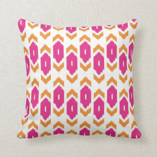 Almofada Ouro do rosa quente de Ikat Boho e teste padrão