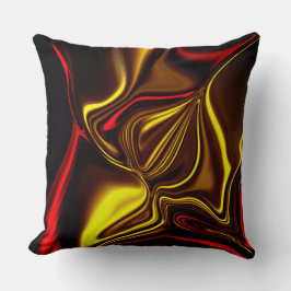 Almofada Ouro e traços curvos vermelhos com partes escuras