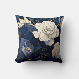 Almofada Ouro elegante e Travesseiro decorativo azul marinh