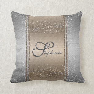 Almofada Ouro extravagante + Prata - nome - inicial -