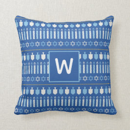 Almofada Ouro festivo do azul do feriado de Hanukkah dos