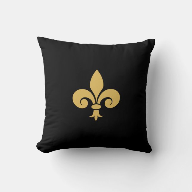 Almofada Ouro Fleur de Lis em preto (Frente)