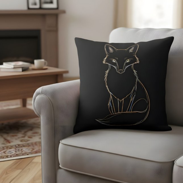 Almofada Ouro Fox Line Art - Elegante Design Animal (Criador carregado)