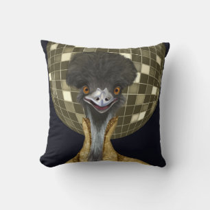 Almofada Ouro Funny Retro Disco Ball Emu Bird