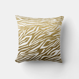 Almofada Ouro, lance animal do impressão da zebra branca