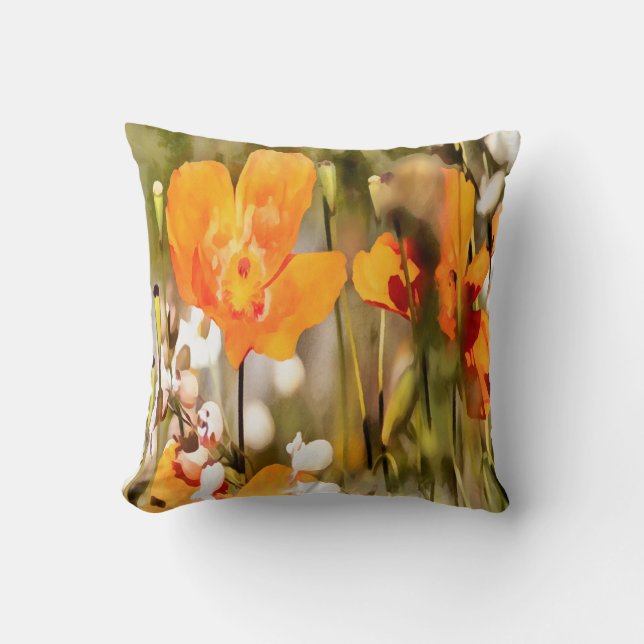 Almofada Ouro Laranja California - Papoila-acrílica (Frente)