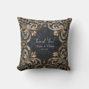 Almofada Ouro Opulento Prata Barroco Preto Luxo Casamento