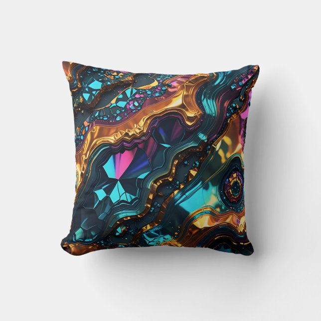 Almofada Ouro Ore Veins com Gemas Brilhantes (Frente)