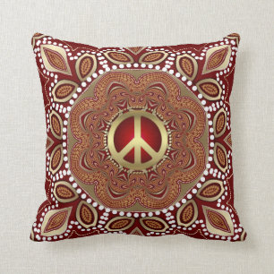 Almofada Ouro Peace Earth Tribal Batik Cushion / Travesseir