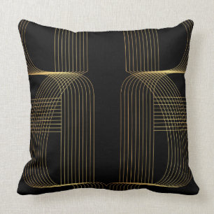 Almofada Ouro, preto, linha arte na moda elegante, legal,
