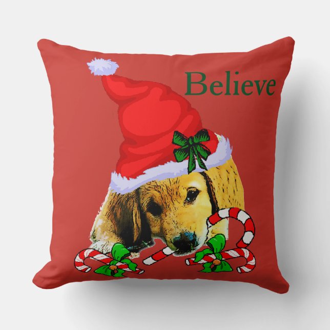 Almofada Ouro Retriever Puppy Natal (Frente)
