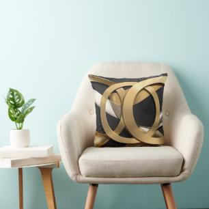 Almofada Ouro Rings Abstrato - Design moderno de luxo