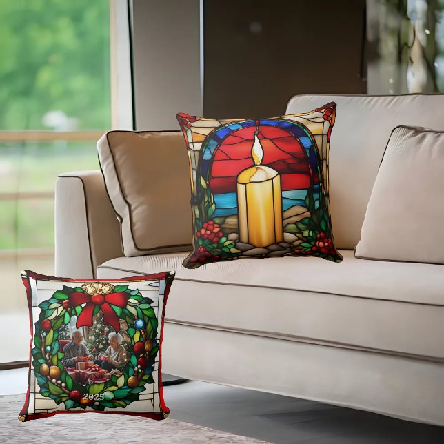 Almofada Ouro Vela de Natal Faux Vidro Escondido (Criador carregado)