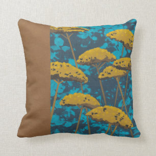 Almofada Ouro Yseta Garden com fundo azul