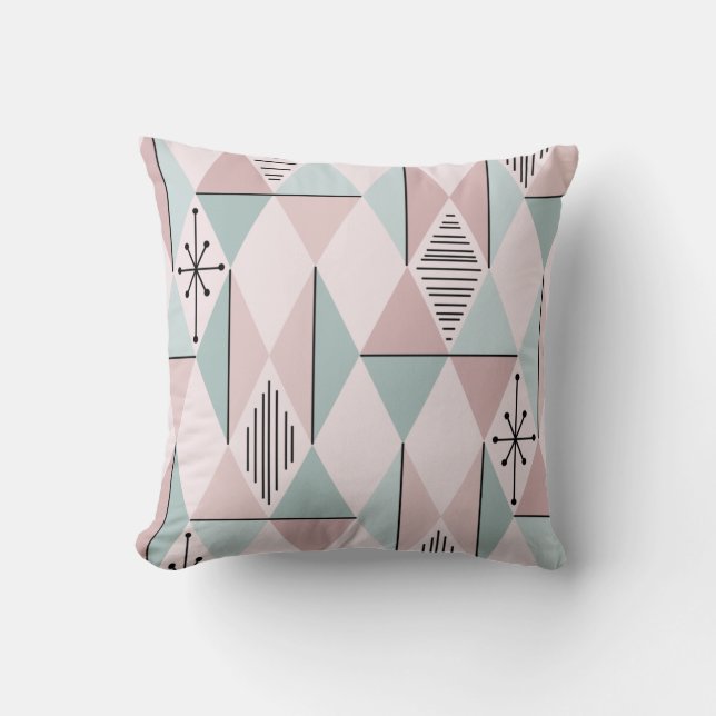 Almofada Ouros de Arte Atômica Pastel Rosa Verde (Frente)