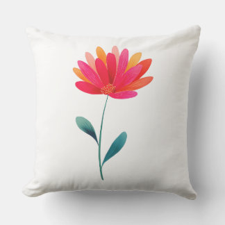 Almofada Outdoor Throw Pillow with Orange Floral Botanical