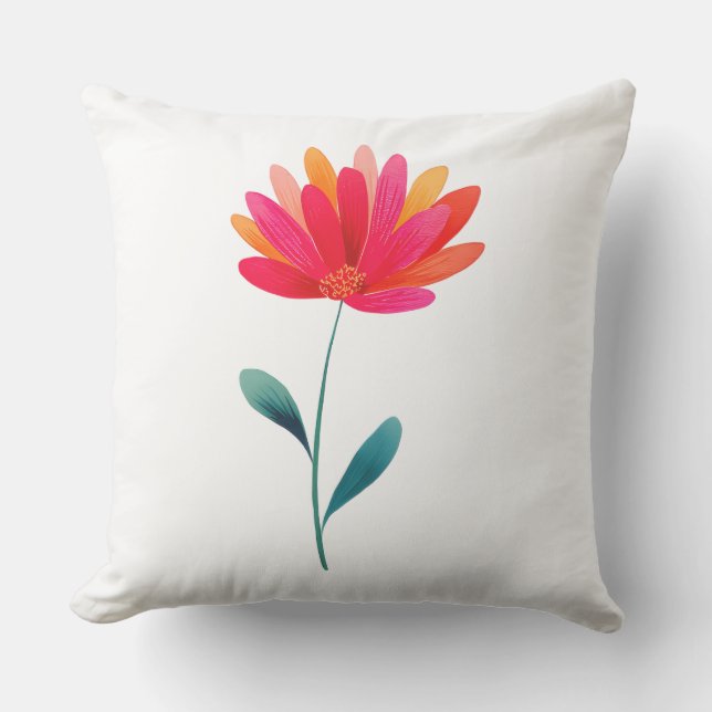 Almofada Outdoor Throw Pillow with Orange Floral Botanical  (Frente)