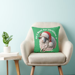 Almofada Ovelha Fofa Vestindo Chapéu de Papai Noel Natal