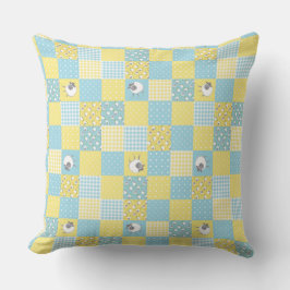 Almofada Ovelha galesa divertida, Faux Patchwork, Travessei