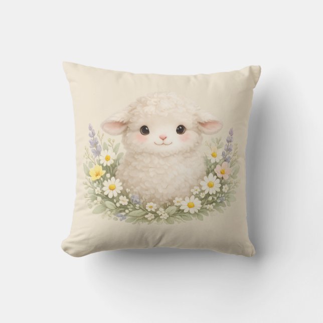 Almofada Ovelhas Caprichosas e Flores Silvestres para um Ch (Frente)