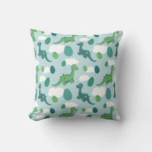 Almofada Ovos de dinossauro em travesseiro decorativo azul 