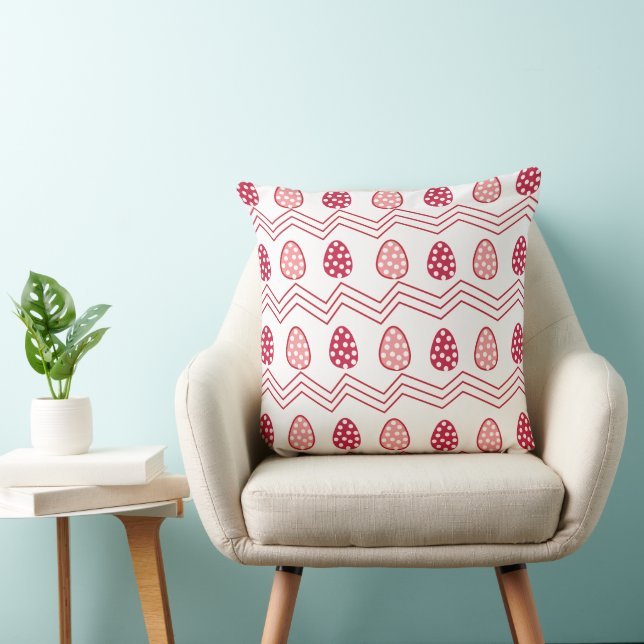 Almofada Ovos de Páscoa Rosa Vermelho Padrão Feliz Páscoa (Cadeira)