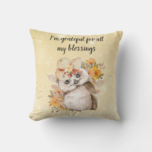 Almofada owl Thanksgiving Decor Fall Farmhouse  (Frente)